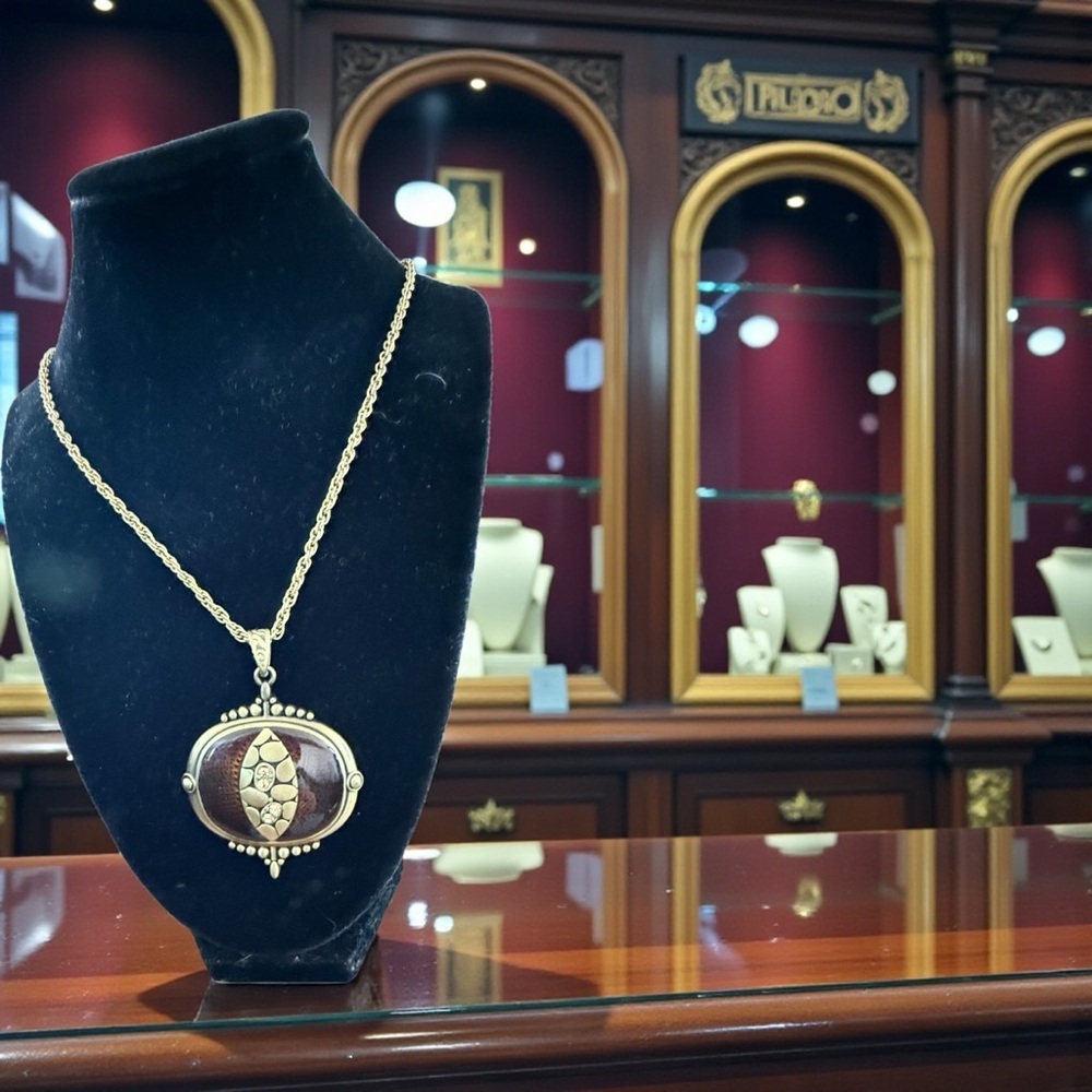 Lia Sophia Gold and Brown Statement Necklace